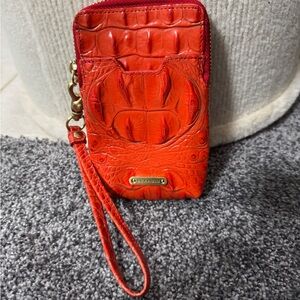 Brahmin Orange Croc-Embossed Phone Wristlet
